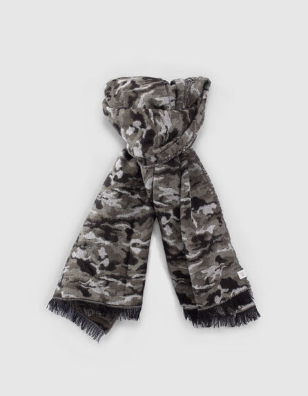 Girls’ black camouflage motif scarf