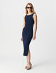 Women's navy side cut-out knit tube dress-1