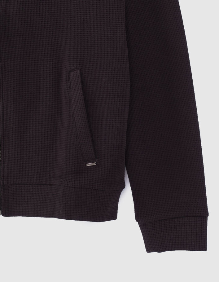 Cardigan noir nid d'abeille à capuche Homme-6