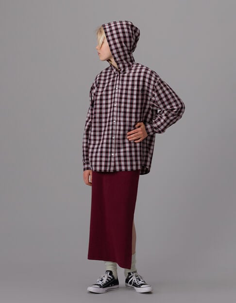 Camisa cuadros burdeos capucha niña - IKKS
