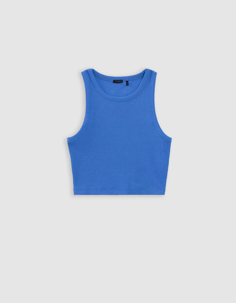 Camiseta tirantes azul cropped acanalada niña - IKKS