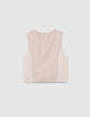 Gilet de costume cérémonie beige rayé garçon-4