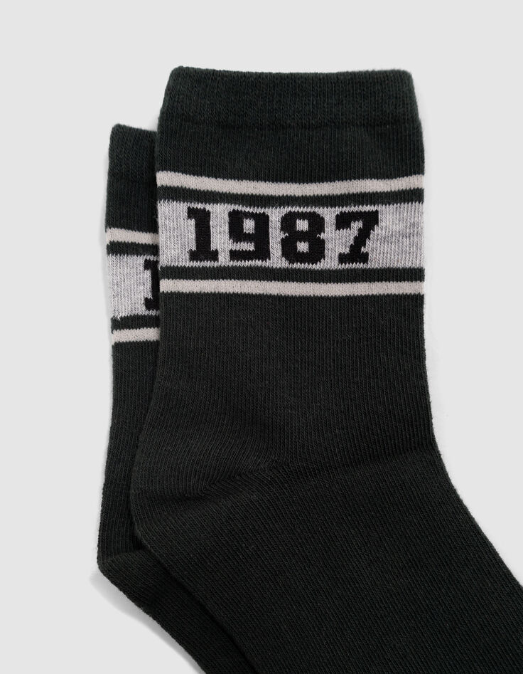 Boys’ black, green and beige socks-5