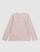 Rosa T-Shirt visuelle Kaninchen Gold Details für Mädchen-3
