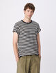 T-shirt marini&egrave;re marine rayures blanches Homme-1