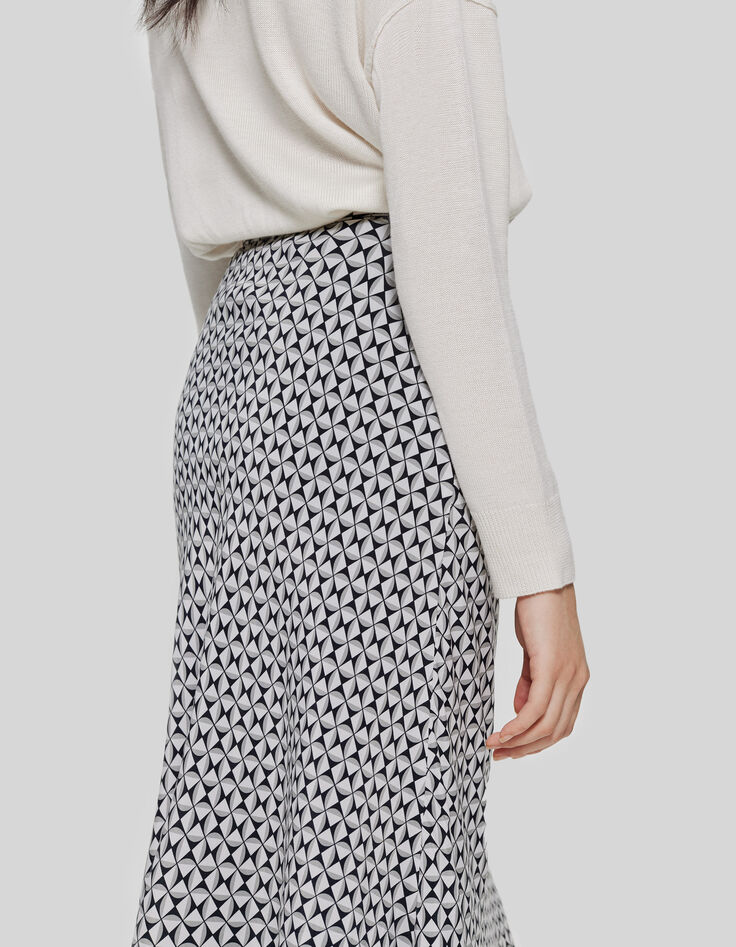 Gebroken witte rok met geometrische print Dames-5