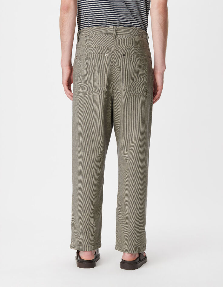 Pantalon battle gris motif rayures Homme-2