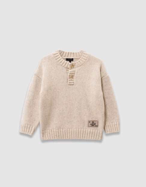 Jersey gris punto cuello abotonado niño - IKKS