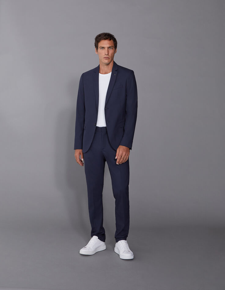 Pantalon de costume SLIM marine Seersucker Homme-6