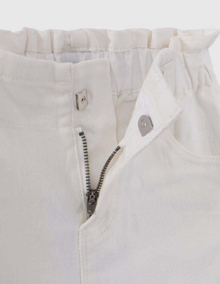 Ecru jeansshort met geborduurde biezen opzij meisjes-5