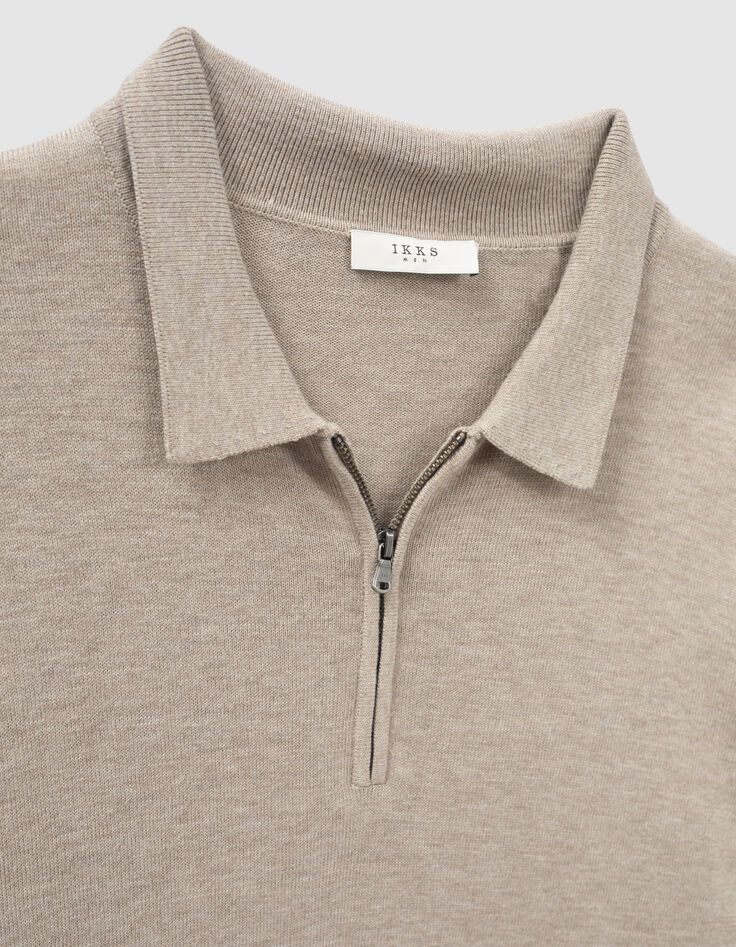 Polo vison bi-mati&egrave;re Interlock au dos Homme-2
