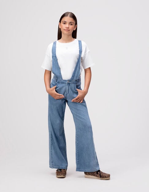 Conjunto mono azul camiseta blanca niña - IKKS