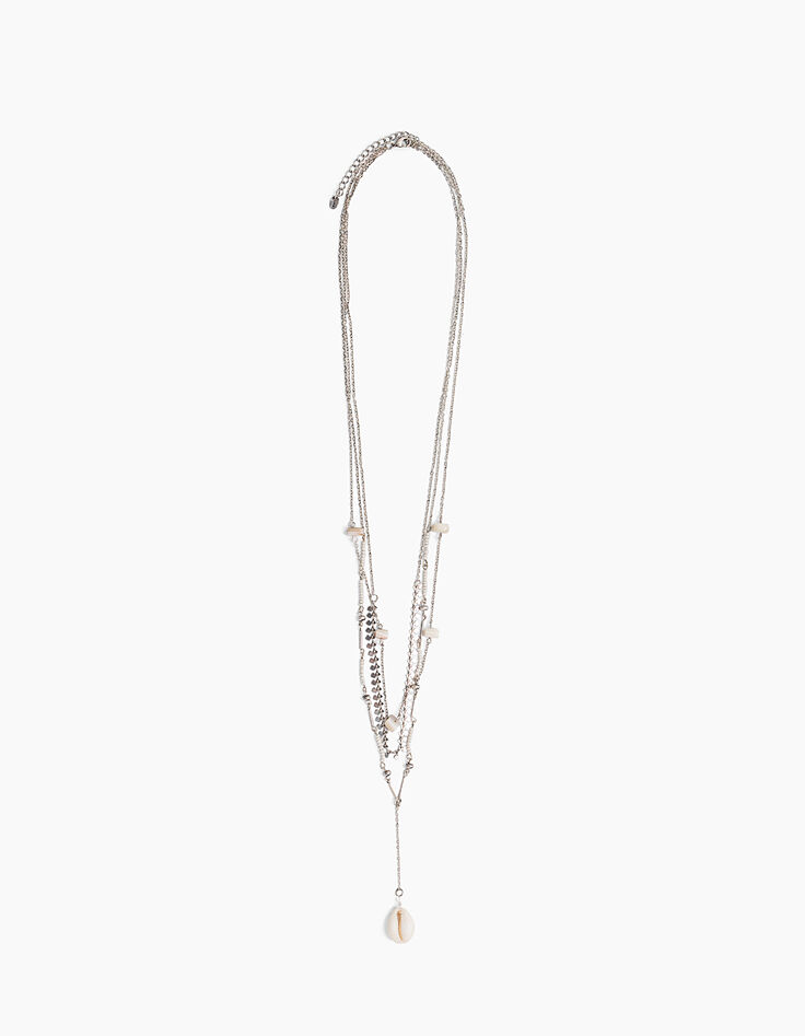 Collar largo múltiple perlas concha cauri-1