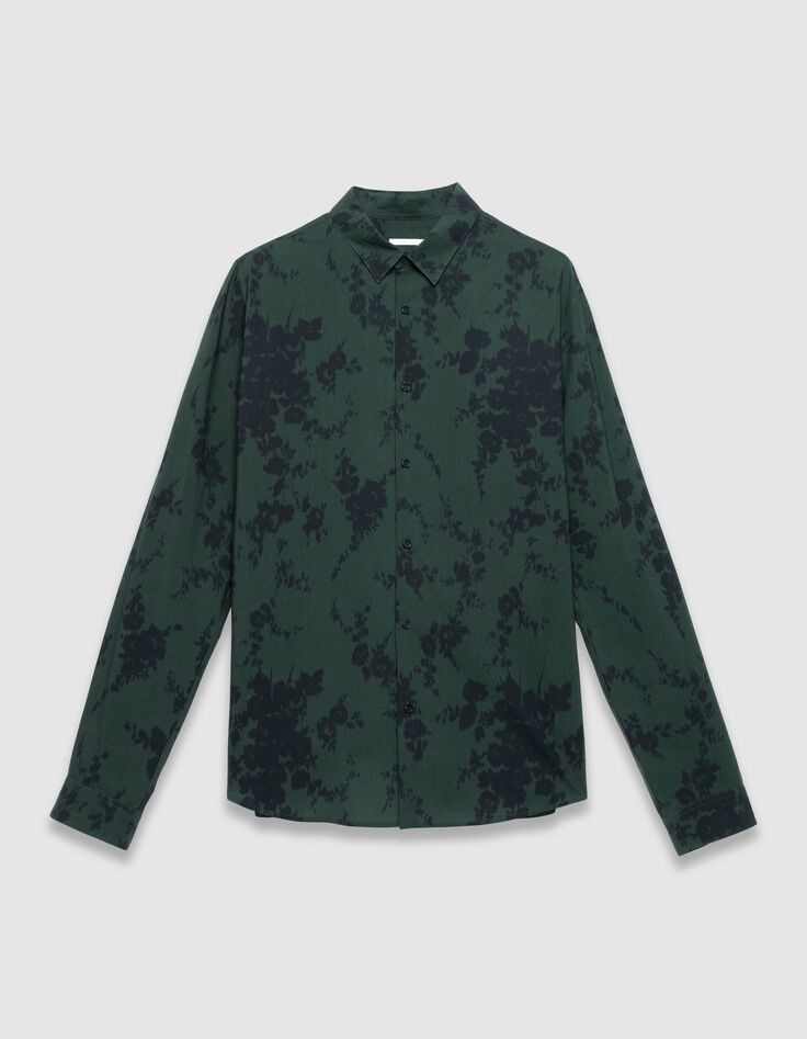Chemise manches longues slim verte floral flou Homme-6