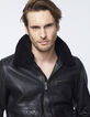 Men’s black Sherpa collar leather jacket-4