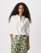 Blouse fluide blanche col chemise Femme-2