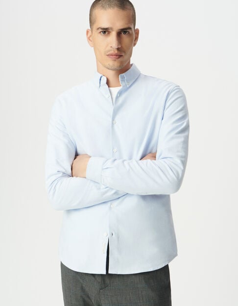 Hemelsblauw regular overhemd biokatoen Heren - IKKS