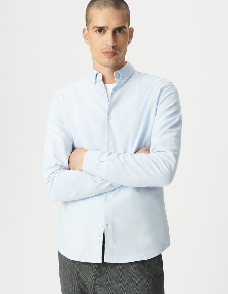 Chemise regular bleu ciel coton bio Homme-4