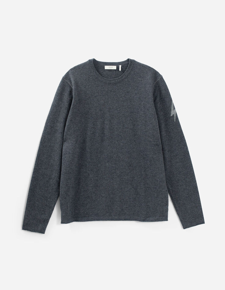 Men&rsquo;s charcoal knit sweater with slogan on back-6