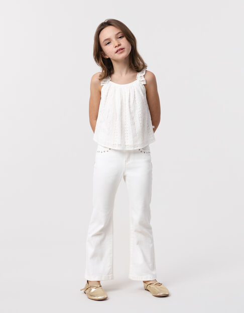 Jean FLARE écru décor clous et oeillets fille - IKKS