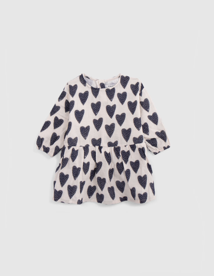 Robe 2-en-1 allover coeurs et sweat bébé fille-4