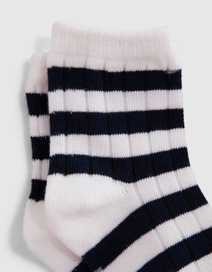 Chaussettes blanches &agrave; motif rayures b&eacute;b&eacute; gar&ccedil;on-4