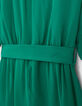 Langes smaragdgrünes Mädchenkleid zum Binden seitlich-4