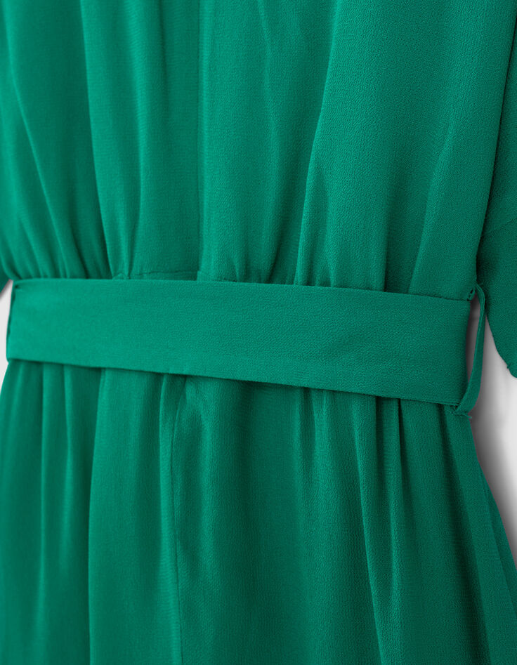 Langes smaragdgrünes Mädchenkleid zum Binden seitlich-4