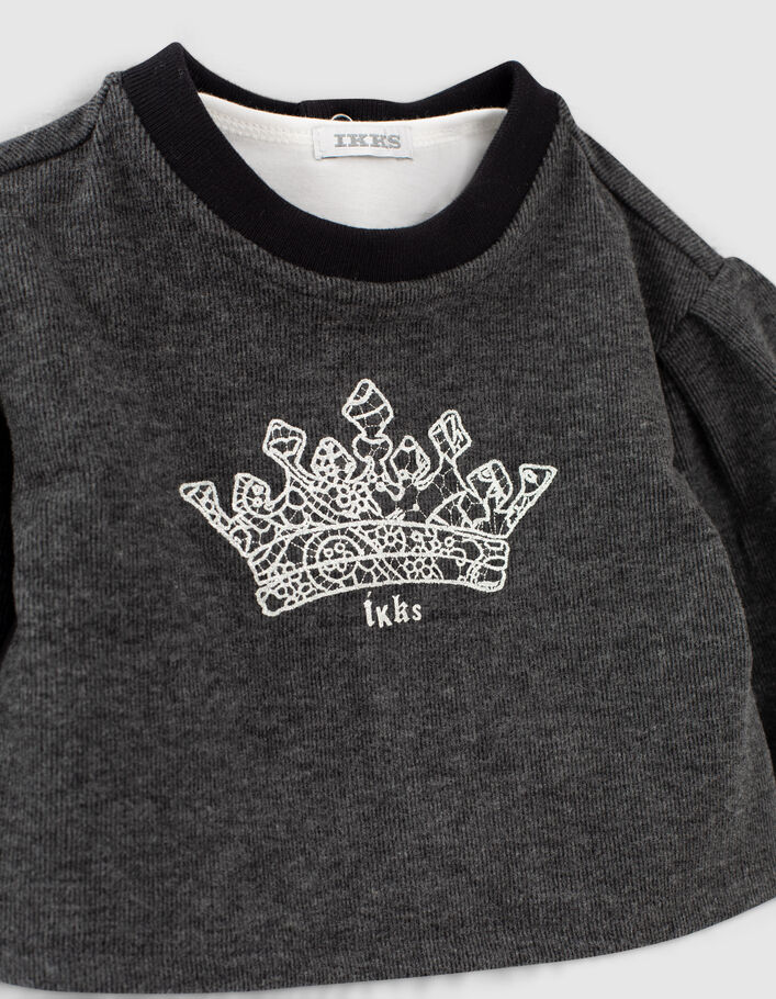 Sudadera 2 en 1 negro y camiseta cruda bebé niña - IKKS