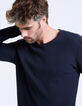 Tee-shirt marine maille waffle homme -5