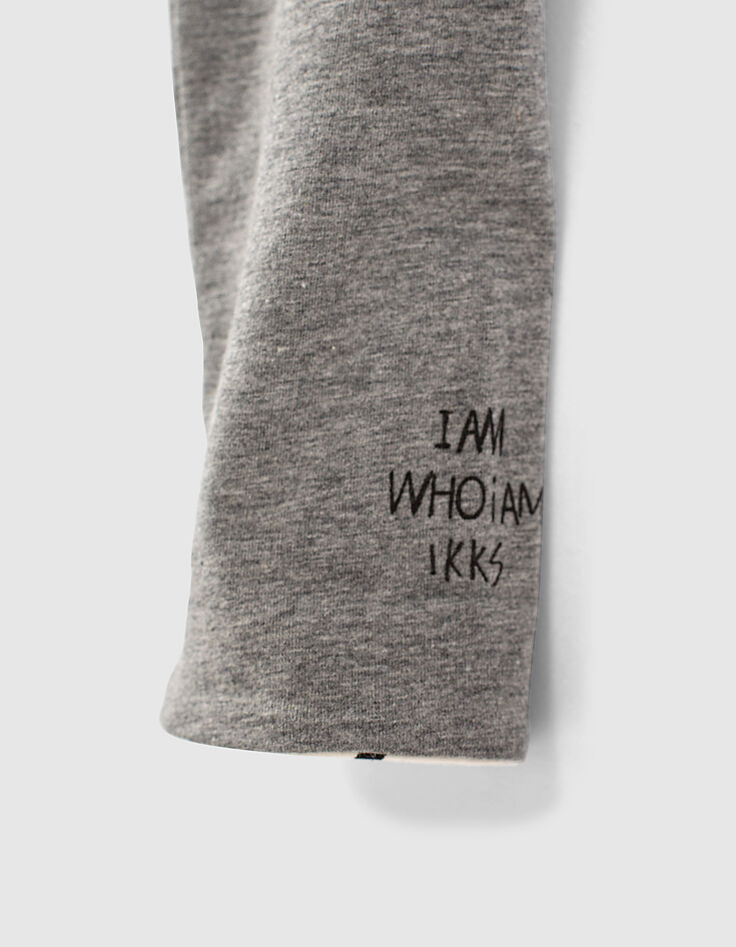 Leggings réversible gris et écru imprimé éclairs fille-6
