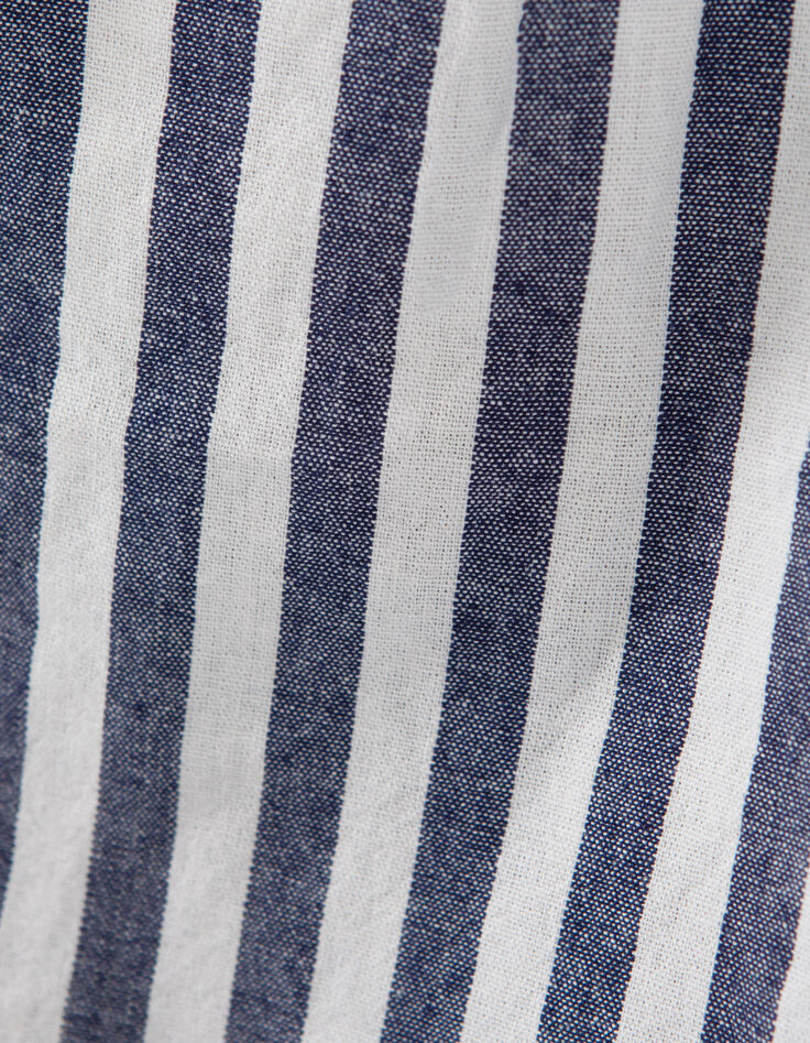Boys' navy Bermuda shorts with ecru stripes-6