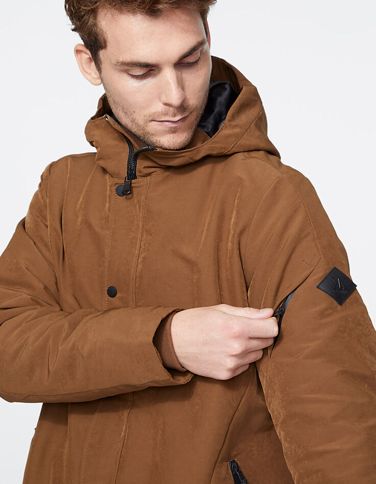 Parka cognac à capuche Homme-4