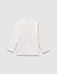 T-shirt blanc coton bio visuel chien garçon-5