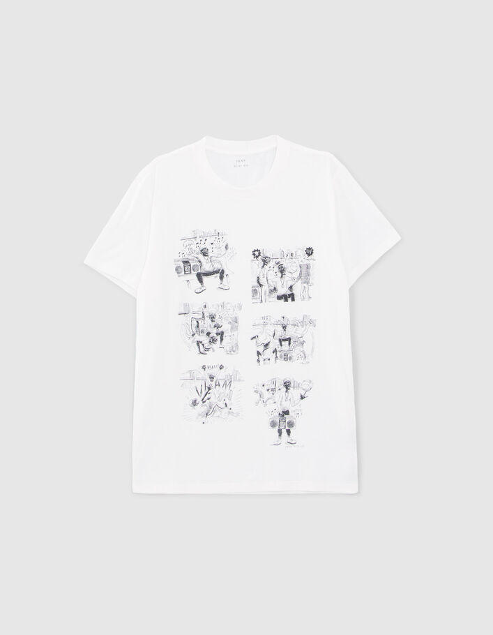 T-shirt blanc bio visuel BD Hip Hop Homme-8