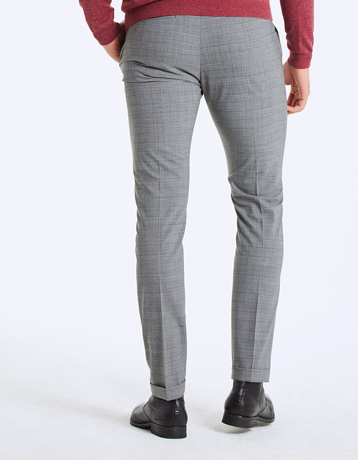 Graue Herrenanzughose mit Glencheck-Karomuster Travel Suit-3