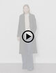 Women’s khaki long pea coat with engraved buttons-9