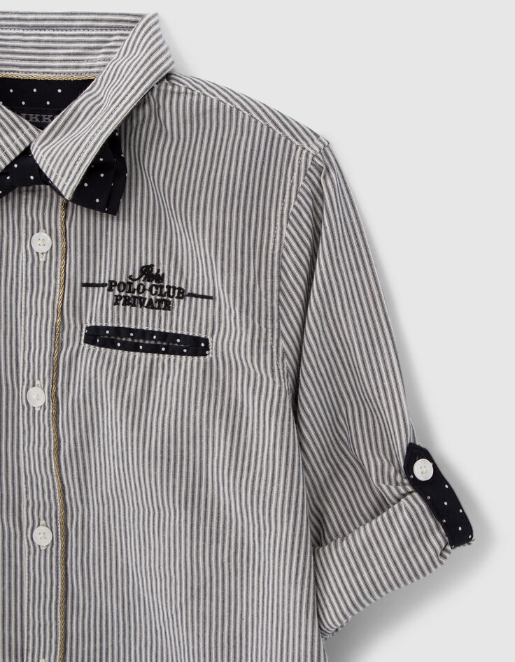 Boys’ black striped shirt with bowtie-2