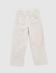 Blaue, weite Upcycling-Mädchenjeans mit Fransen-3