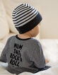 Combinaison gris chiné rayé print dos coton bio bébé-6