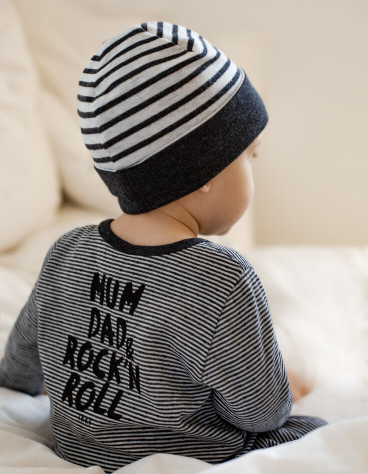 Combinaison gris chiné rayé print dos coton bio bébé-6