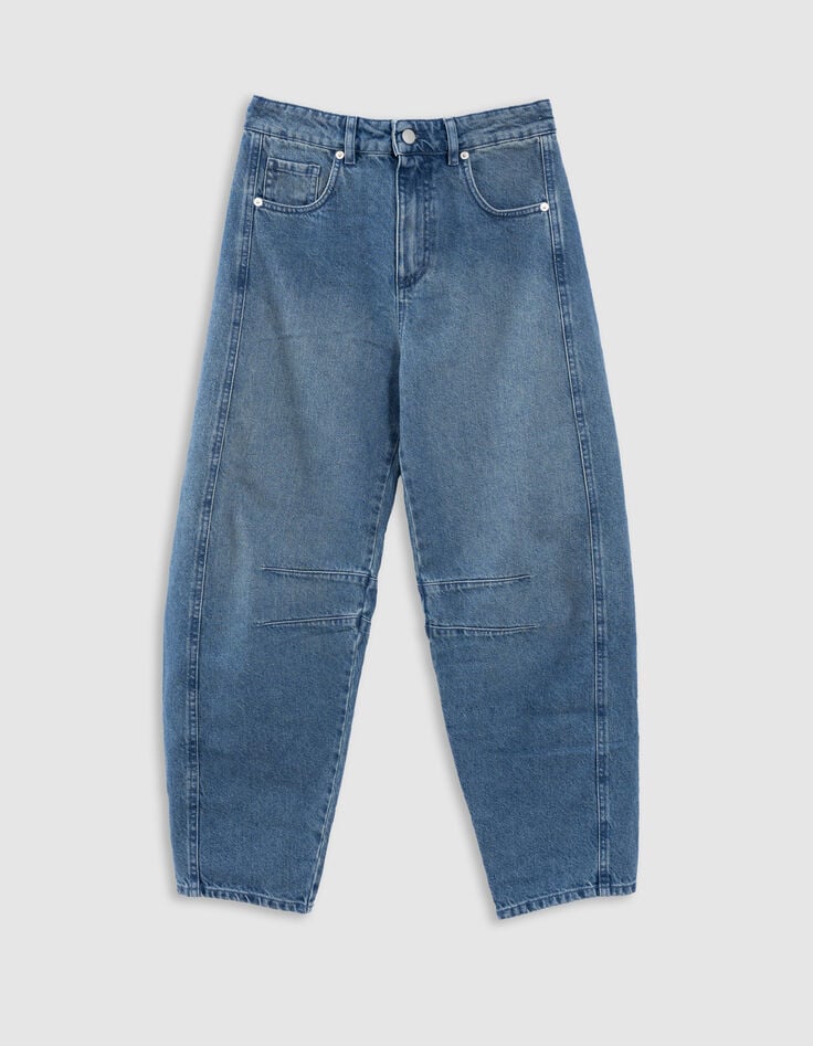 Vaqueros globo de denim azul con detalles recortados-6