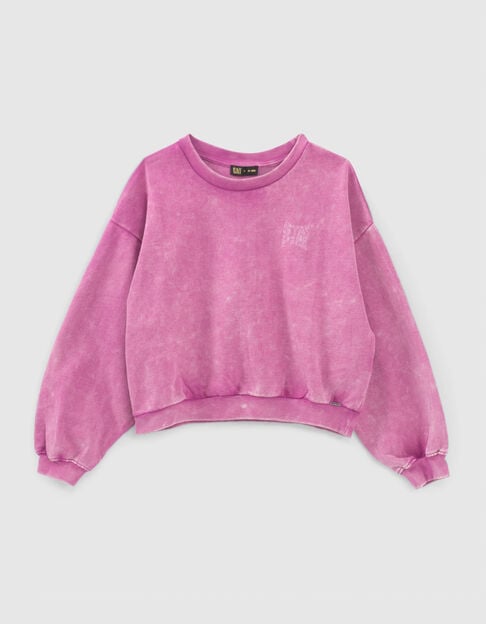 Girls’ violet checkerboard slogan sweatshirt