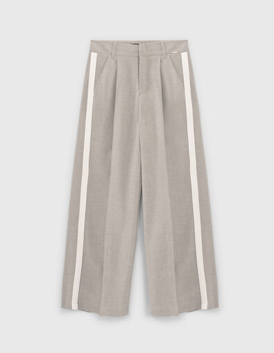 Wijde grijze broek witte stroken opzij meisjes  - IKKS