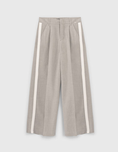 Girls’ grey wide leg trousers with white side bands - IKKS