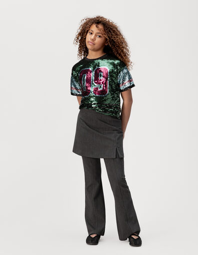 Pantalón flare 2 en 1 gris falda extraíble niña - IKKS
