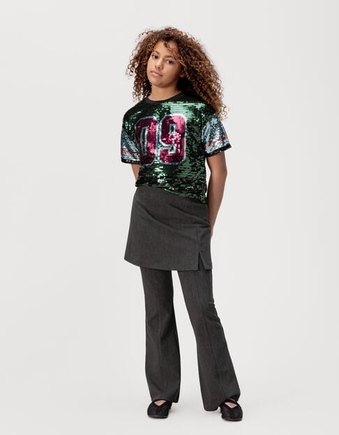 Pantalón flare 2 en 1 gris falda extraíble niña - IKKS