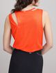 Women's iridescent linen knit asymmetrical melon tee-shirt-3