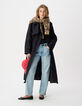 L&eacute;a Women's long navy double-breasted trench coat-1