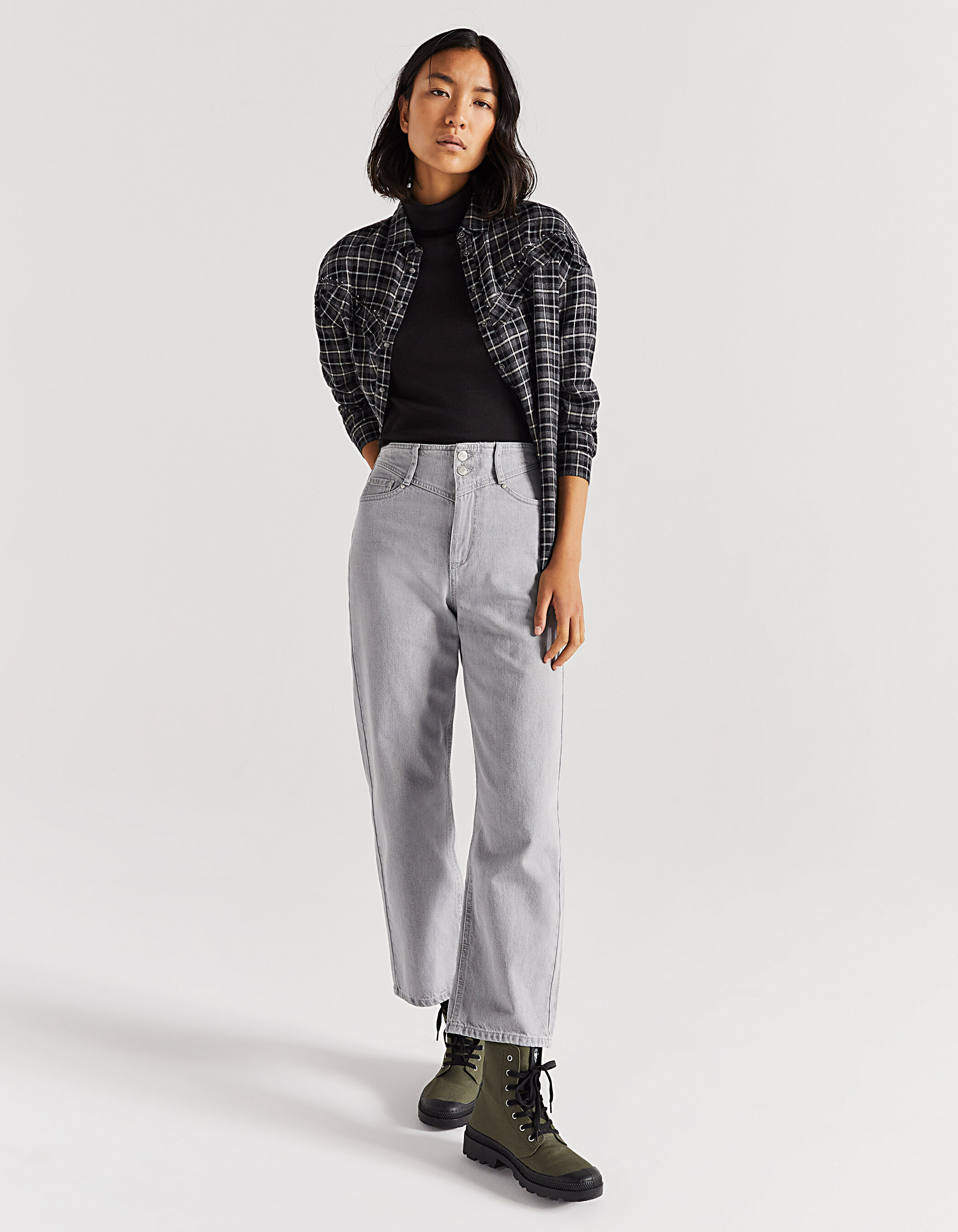 Jean large clearance taille haute femme